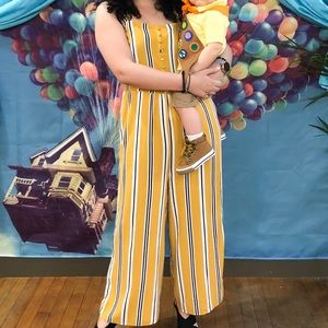 Stripped wide leg romper